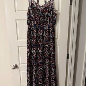 busy print maxi dress size Large